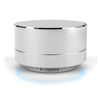 Mini haut parleur Bluetooth avec lumi&egrave;re DEL int&eacute;gr&eacute;e Argent * PRODUIT NEUF * BEGOLD ( BG-SPK01 )