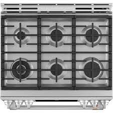 Cuisinière au Gaz Biénergie Encastrable à 6 brûleurs / Four à Convection Véritable de 5,7 pi³ / 30" en Acier Inoxydable Café ( CC2S900P2MS1 )