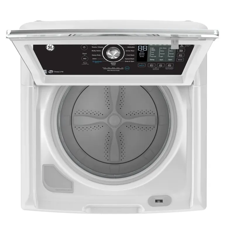 Laveuse à Chargement Vertical Infusor de 5,3 pi³ SaniFresh et Technologie Cold Plus Blanche GE ( GTW681BMRWS )