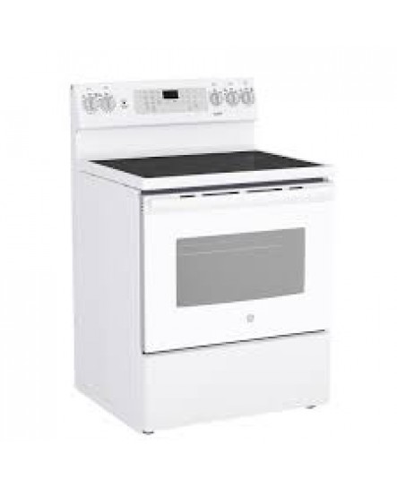 Cuisinière à Convection Électrique de 5.0 pi³ Autonettoyante en Blanc GE ( JCB840DVWW )