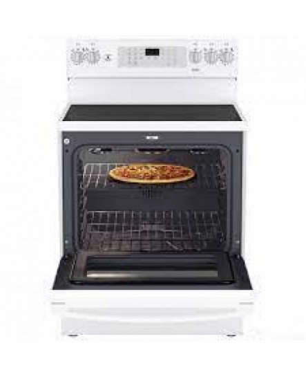 Cuisinière à Convection Électrique de 5.0 pi³ Autonettoyante en Blanc GE ( JCB840DVWW )
