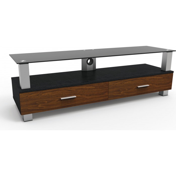 Grand Meuble avec 2 Tiroirs en Bois et Verre Tremp&eacute; &agrave; 2 niveaux pour t&eacute;l&eacute;viseurs &agrave; &eacute;cran plat allant jusqu'&agrave; 60 '' DJ Style ( LK-206L )