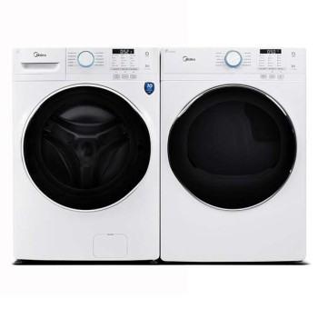 Ensemble Laveuse De 5.2 Pi&sup3; + S&eacute;cheuse &Eacute;lectrique De 8.0 Pi&sup3; Frontal Blanche Midea ( MLH52N5AWW / MLE52N5AWW )