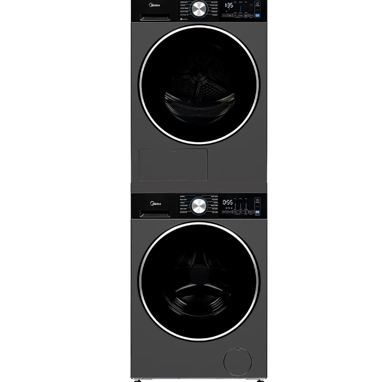 Ensemble Compacte Laveuse De 3.1 Pi&sup3; + S&eacute;cheuse &Eacute;lectrique &Agrave; Pompe &Agrave; Chaleur De 4.4 Pi&sup3; Frontal Gris M&eacute;tallique Midea ( MLHW31S2BBG / MLHE31S2BBG )