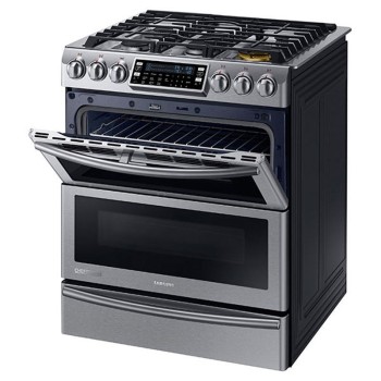 Cuisini&egrave;re au gaz de 5,8 pi&sup3; avec technologie bi&eacute;nergie en acier inoxidable " Collection Chef " Samsung ( NY58J9850WS )