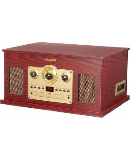 Tourne-Disque 6 en 1 &agrave; Finition de Bois Nostalgia de Sylvania ( PRCD838BT )