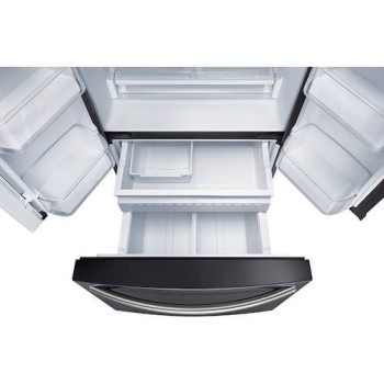 R&eacute;frig&eacute;rateur de 21,6 pi&sup3; / 30 po &agrave; portes fran&ccedil;aises, 3 portes, acier inoxydable Noir Samsung ( RF220NCTASG )