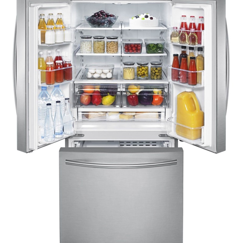 R&eacute;frig&eacute;rateur de 21,6 pi&sup3; / 30 po &agrave; portes fran&ccedil;aises, 3 portes, acier inoxydable Samsung ( RF220NCTASR )