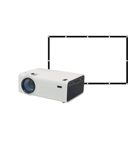 Ensemble de Projecteur de Cinéma Maison Bluetooth 5.0 DEL avec Écran Rabattable ( RPJ199 )