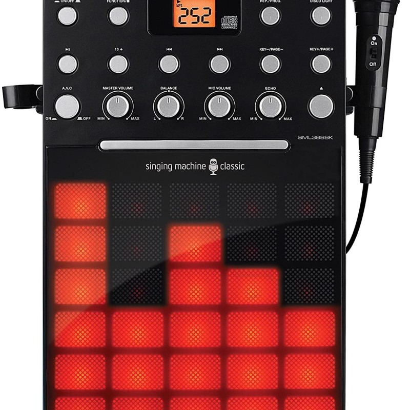 Machine de karaok&eacute; avec spectacle de lumi&egrave;re synchronisant la musique et microphone Singing Machine ( SML388BK )