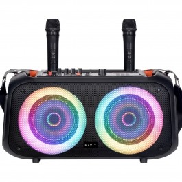 Haut-Parleur Ext&eacute;rieure Bluetooth Sans Fil 40 Watt &agrave; &Eacute;clairage LED avec 2 Microphones Sans Fil Inclus *PRODUIT NEUF* Havit ( SQ127BT )