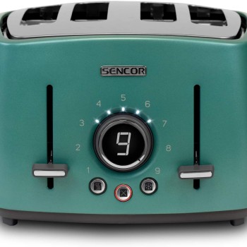 Grille-pain 4 tranches Fini M&eacute;tallique Haut de Gamme Turquoise *PRODUIT NEUF* Sencor ( STS-6071GR-NAA1 )