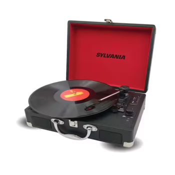 Tourne-Disque Portable Bluetooth dans une Valise Noire Sylvania ( STT104BT-BLACK )