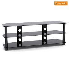 Meuble pour t&eacute;l&eacute;vision noir en m&eacute;tal et en vitre tremp&eacute; / 3 tablettes DJ Style ( TP1001XL )