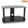 Meuble pour t&eacute;l&eacute;vision noir en m&eacute;tal et en vitre tremp&eacute; / 2 tablettes DJ Style ( TP1002S )