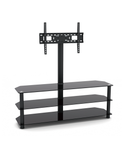 Meuble Multimédia en Verre à 3 Tablettes avec Support de Téléviseur de 32" à 60" DJ Style ( TP1003XL )