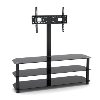 Meuble Multim&eacute;dia en Verre &agrave; 3 Tablettes avec Support de T&eacute;l&eacute;viseur de 32" &agrave; 60" DJ Style ( TP1003XL )