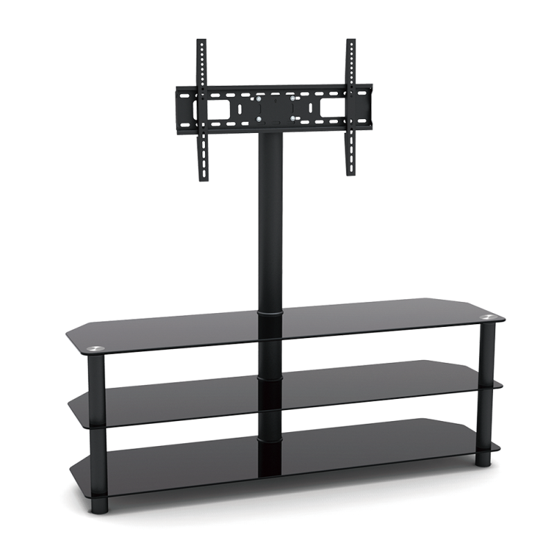 Meuble Multim&eacute;dia en Verre &agrave; 3 Tablettes avec Support de T&eacute;l&eacute;viseur de 32" &agrave; 60" DJ Style ( TP1003XL )