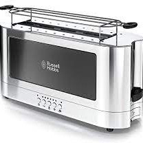 Grille-Pain Long &agrave; 2 Tranches au Fini Acier Inoxydable avec Accents en Verre *PRODUIT NEUF* Russell Hobbs (  TRL9300BKRC )