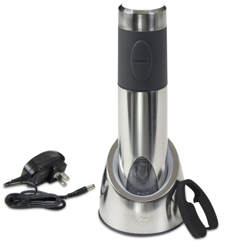 Ouvre-Bouteille Rechargeable avec Socle Argent&eacute; *PRODUIT NEUF* Vinturi ( V9046 )