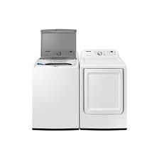 Ensemble Laveuse &agrave; Chargement Vertical de 5 pi&sup3; et S&eacute;cheuse de 7.2 pi&sup3; Blanche *PRODUIT NEUF* Samsung ( WA44A3205AW / DVE45T3200W )