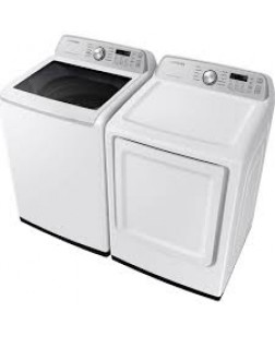 Ensemble Laveuse &Agrave; Chargement par le Haut De 5.3 Pi&sup3; Et S&eacute;cheuse &Eacute;lectrique De 7.4 Pi&sup3; Blanc Samsung ( WA46CG3505AW / DVE47CG3500W )