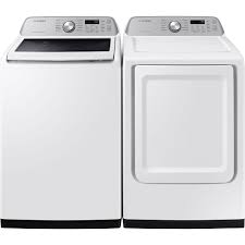 Ensemble Laveuse &Agrave; Chargement par le Haut De 5.3 Pi&sup3; Et S&eacute;cheuse &Eacute;lectrique De 7.4 Pi&sup3; Blanc Samsung ( WA46CG3505AW / DVE47CG3500W )