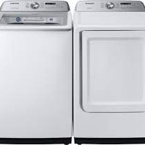 Ensemble Laveuse &Agrave; Chargement Vertical De 5.8 Pi&sup3; Et S&eacute;cheuse De 7.4 Pi&sup3; Blanc *PRODUIT NEUF* Samsung ( WA50R5200AW / DVE50T5205W )