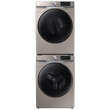 Ensemble Laveuse &Agrave; Chargement Frontal De 5.2 Pi&sup3; + S&eacute;cheuse &Eacute;lectrique &Agrave; Vapeur Sanitize+ Frontal De 7.5 Pi&sup3; Champagne *PRODUIT NEUF* Samsung ( WF45R6100AC / DVE45T6100C )