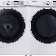 Ensemble Laveuse Intelligente &agrave; Chargement Frontal De 5.2 Pi&sup3; + S&eacute;cheuse &Eacute;lectrique &agrave; Vapeur De 7.5 Pi&sup3; Blanc *PRODUIT NEUF* Samsung ( WF45R6300AW DVE45R6300W )