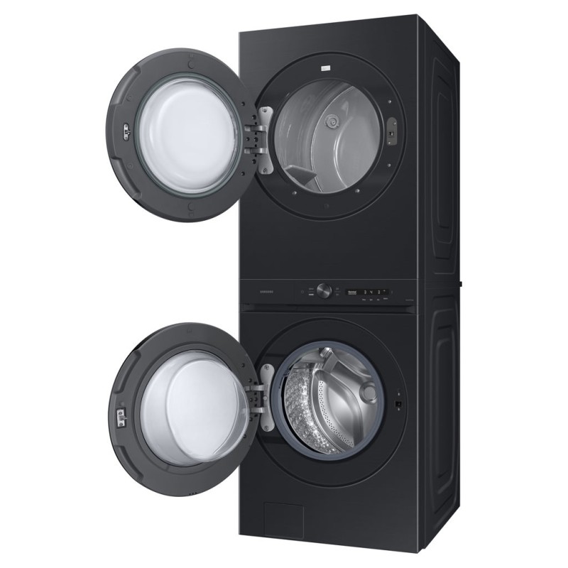 Centre de Buanderie Superpos&eacute; Laveuse de 5,3 pi&sup3; /  S&eacute;cheuse de 7,6pi&sup3; Acier Inoxydable Noir Samsung ( WF46DBH100AVA )