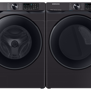 Ensemble Laveuse &agrave; Vapeur de 5.8 Pi&sup3; Et S&eacute;cheuse &Eacute;lectrique &Agrave; Vapeur De 7.5 Pi&sup3; &Agrave; Chargement Frontal En Acier Inoxydable Noir *PRODUIT NEUF* Samsung ( WF50T8500AV / DVE50R8500V )