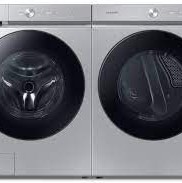 Ensemble Laveuse &Agrave; Chargement Frontal De 6.1 Pi&sup3; + S&eacute;cheuse &Eacute;lectrique &Agrave; La Vapeur De 7.6 Pi&sup3; Acier Inoxydable Bespoke Samsung ( WF53BB8700ATUS / DVE53BB8700TAC )