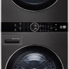 Duo Laveuse de 5,2 pi&sup3; & S&eacute;cheuse de 7.4 pi&sup3; &agrave; Vapeur Haute Efficacit&eacute; "WashTower" avec Pompe &agrave; Chaleur en Acier Inoxydable Noir LG ( WKHC202HBA )