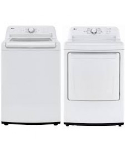 Ensemble Laveuse à chargement vertical de 4.8 pi³ et Sécheuse de 7.3 pi³ Blanc LG ( WT6105CW / DLE6100W )