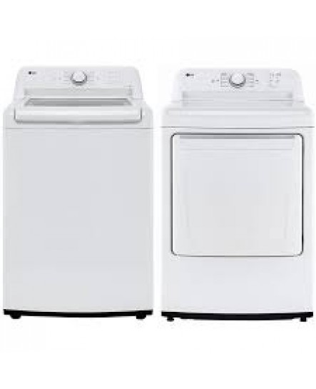 Ensemble Laveuse à chargement vertical de 4.8 pi³ et Sécheuse de 7.3 pi³ Blanc LG ( WT6105CW / DLE6100W )