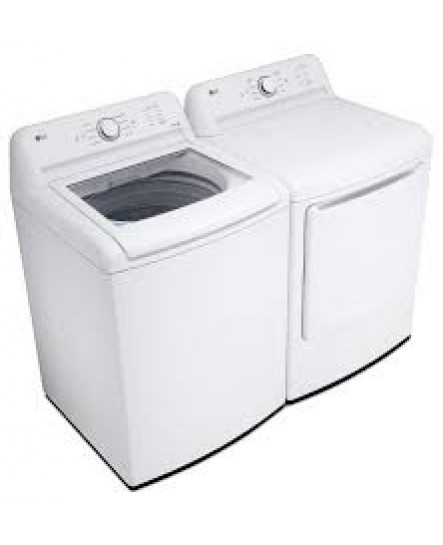 Ensemble Laveuse à chargement vertical de 4.8 pi³ et Sécheuse de 7.3 pi³ Blanc LG ( WT6105CW / DLE6100W )