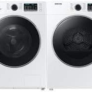 Ensemble Laveuse &agrave; chargement frontal de 2.9 pi&sup3; + S&eacute;cheuse Frontal de 4.0 pi&sup3; Blanc *PRODUIT NEUF* Samsung ( WW25B6800AW / DV25B6800EW )